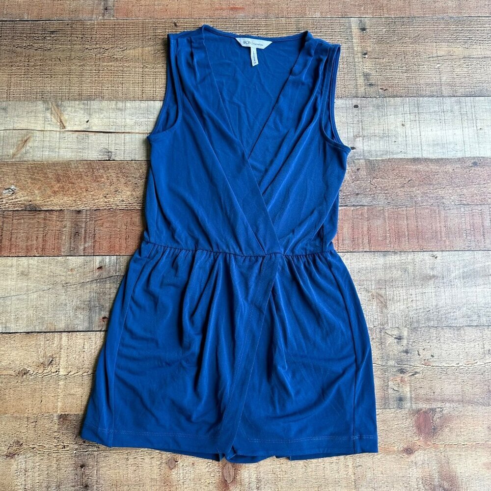 BCBG Generation XS Royal Blue Tank Wrap Top Summer Shorts Romper - Comfy Chic